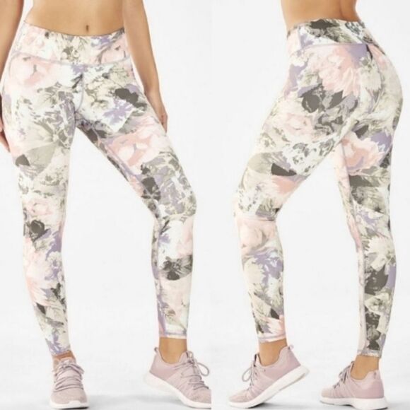 Fabletics Salar Floral Power Hold Active Leggings NWT XS Pink Gray - Picture 12 of 12